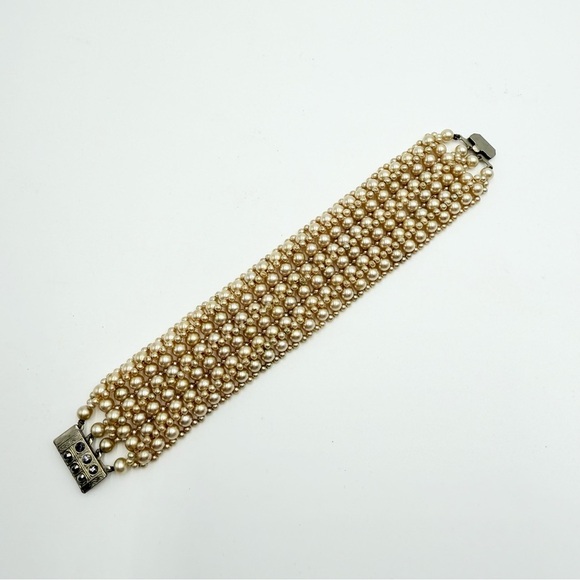 Vintage Faux Pearls Six-Vintage Faux Pearls Six-Strand Pearl Bracel - Picture 9 of 11